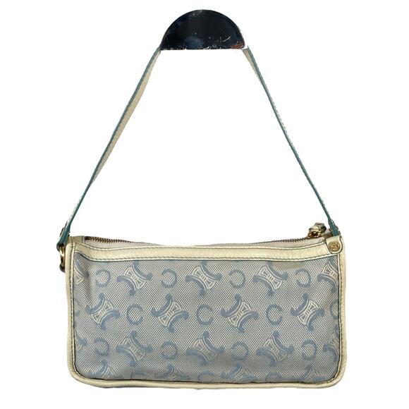 Vintage CELINE Macadam Blue White Monogram Shoulder Bag - Picture 3 of 16